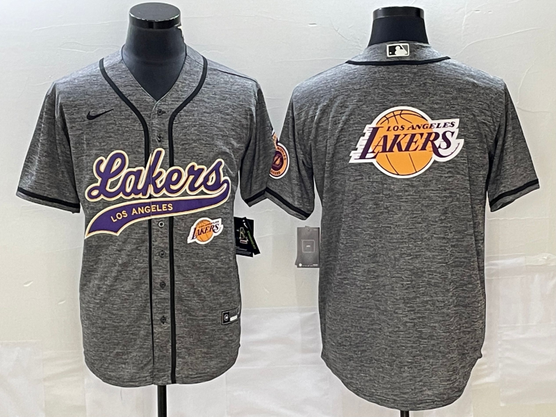 Nike 2023 Men Los Angeles Lakers Blank Grey NBA Jersey style 6->los angeles lakers->NBA Jersey